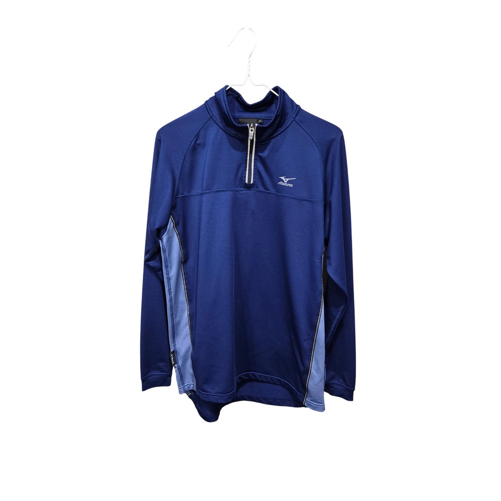 Mizuno Quarter Zip Pullover Mens XL Blue Performance Long Sleeve Shirt